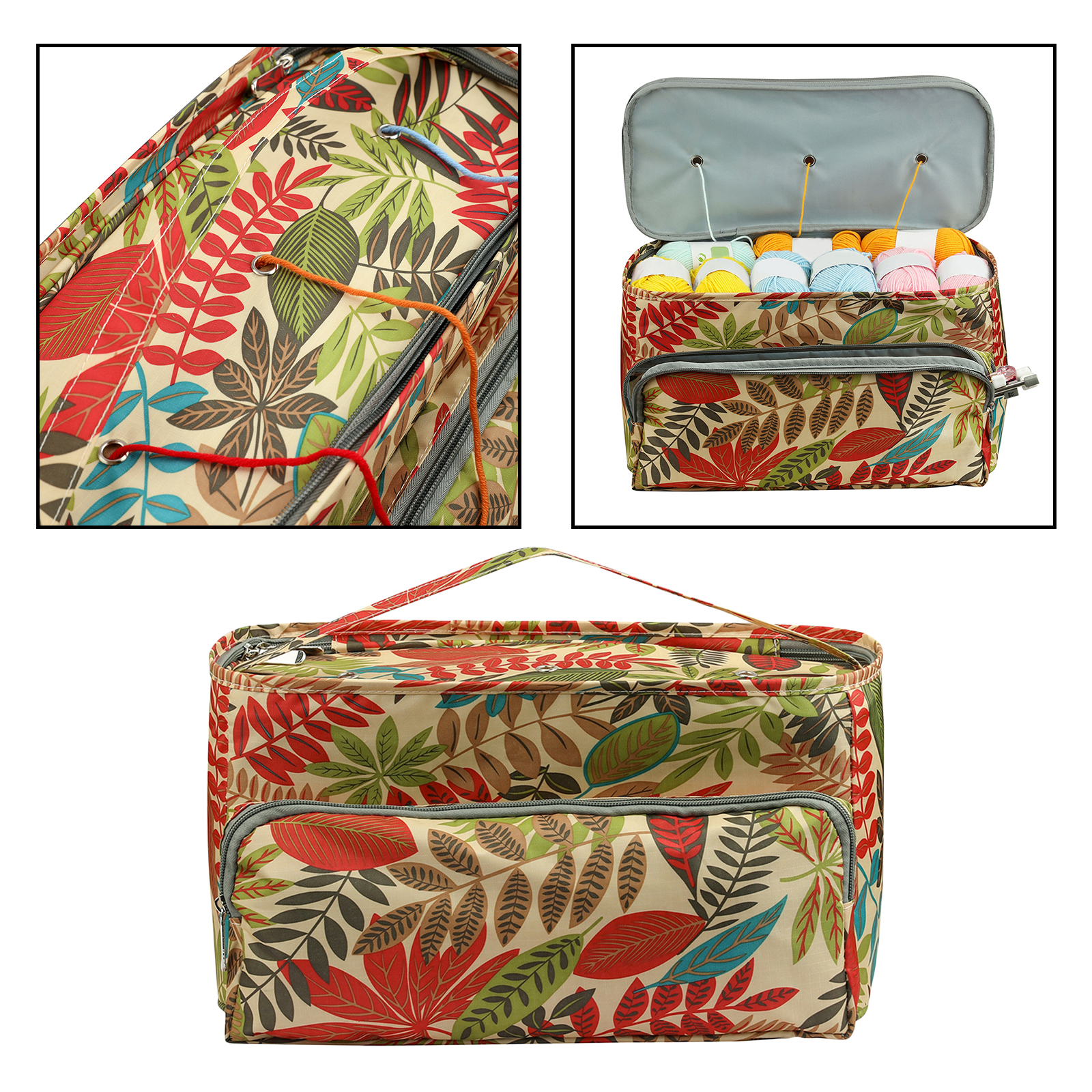 Large Capacity Knitting Bag Tote Bag with Zipper And  for Needles