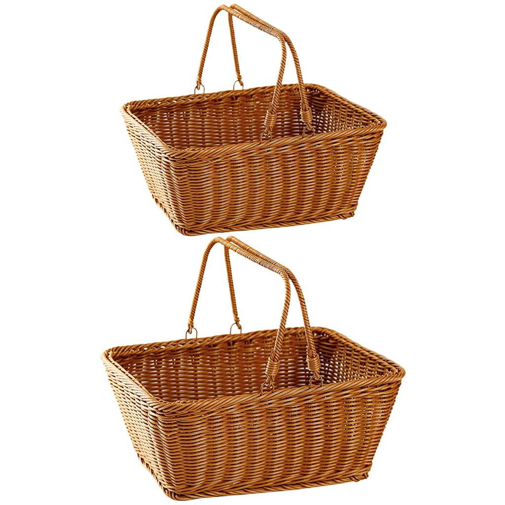 Picnic Basket Handmade Shopping Basket Sundry Organizer with Double Handles for Wedding Gifts