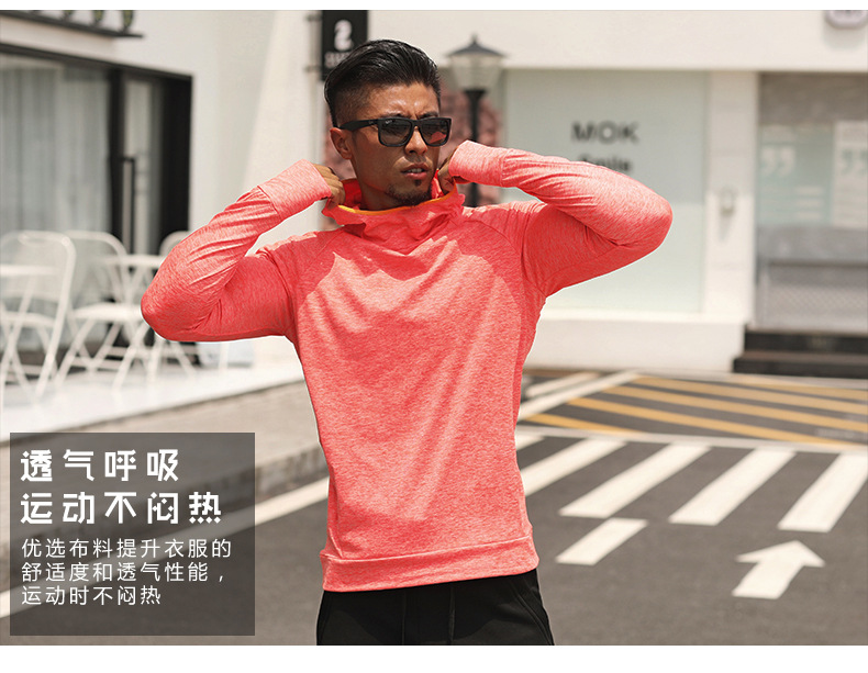 秋冬季男健身衣磨毛连帽卫衣运动上衣跑步外套