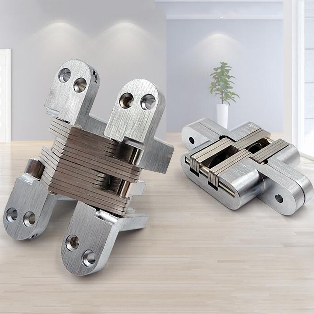 Heavy Duty Cross HStainless Steel Hidden Conceal Hinge Invisible Cross Door Worktop Hinges DIY