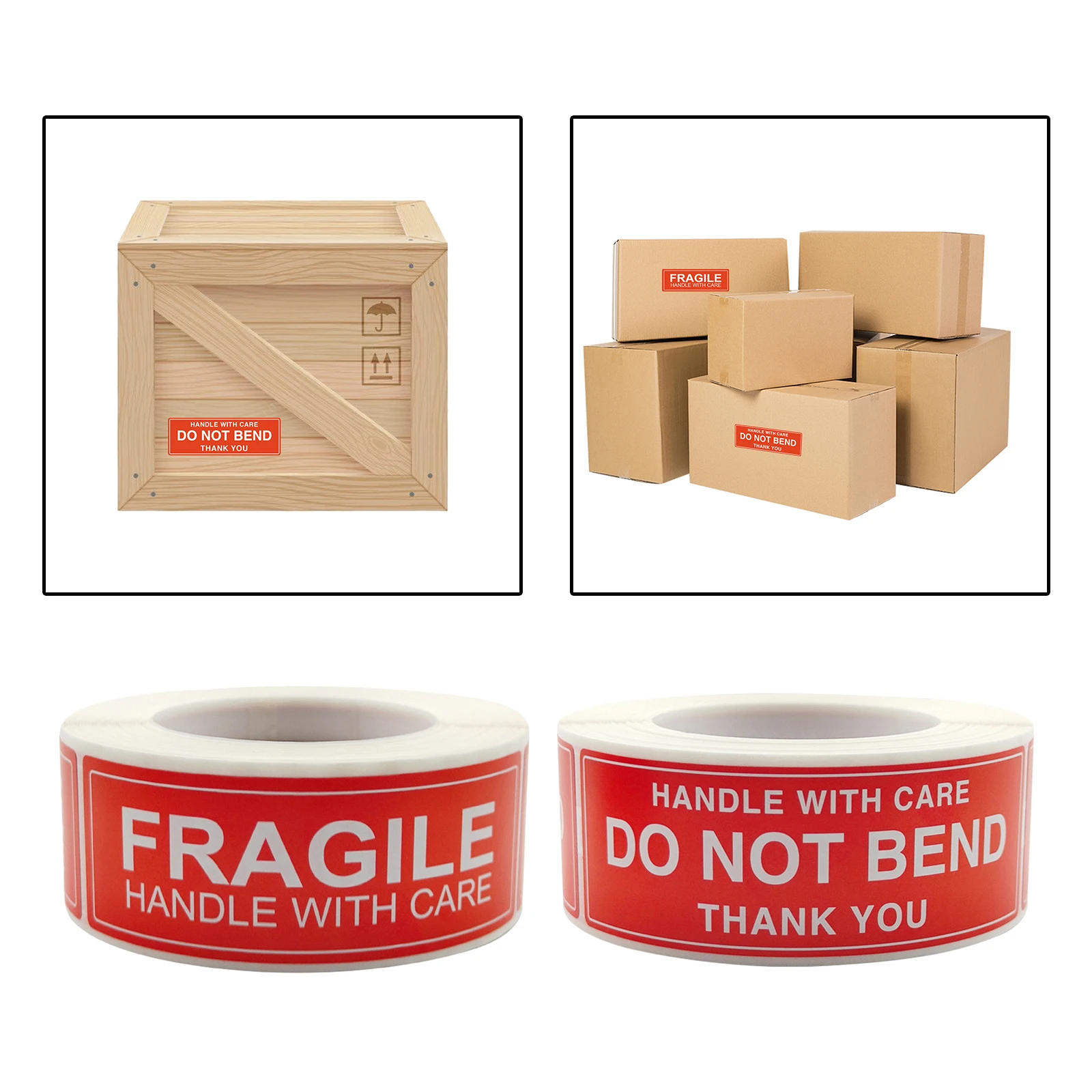 500 Labels Fragile Stickers Handle with Care Do Not Bend Rectangle Durable 1x3inch for Transportation Safe Shipping Worker