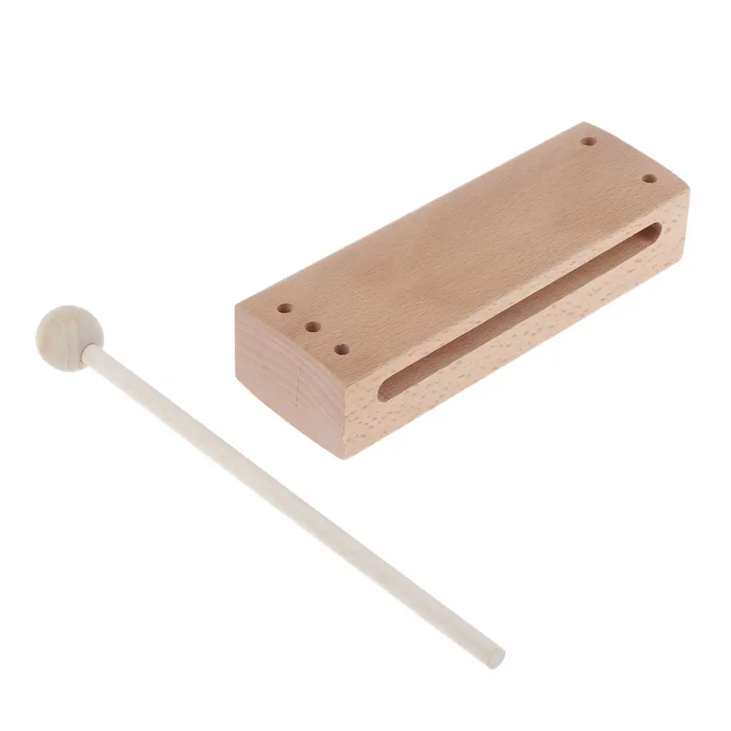 Wooden Percussion Block with Mallet for Developmental Toy Gift