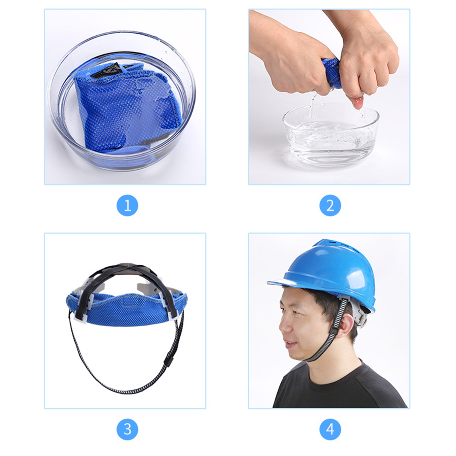 Cooling PVA Cold Fabric Hard Hat Sweatband Liner Strip Cold Feeling Quickly Cool Down Absorb Sweat Self-adhesive Cloth Accessory