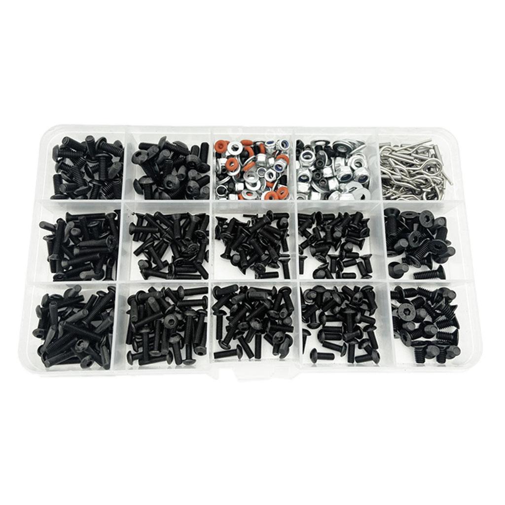 RC Screw Kit 1/10 Flat/Round Head Car Parts DIY with Storage Box Screw Set for Sakura D4
