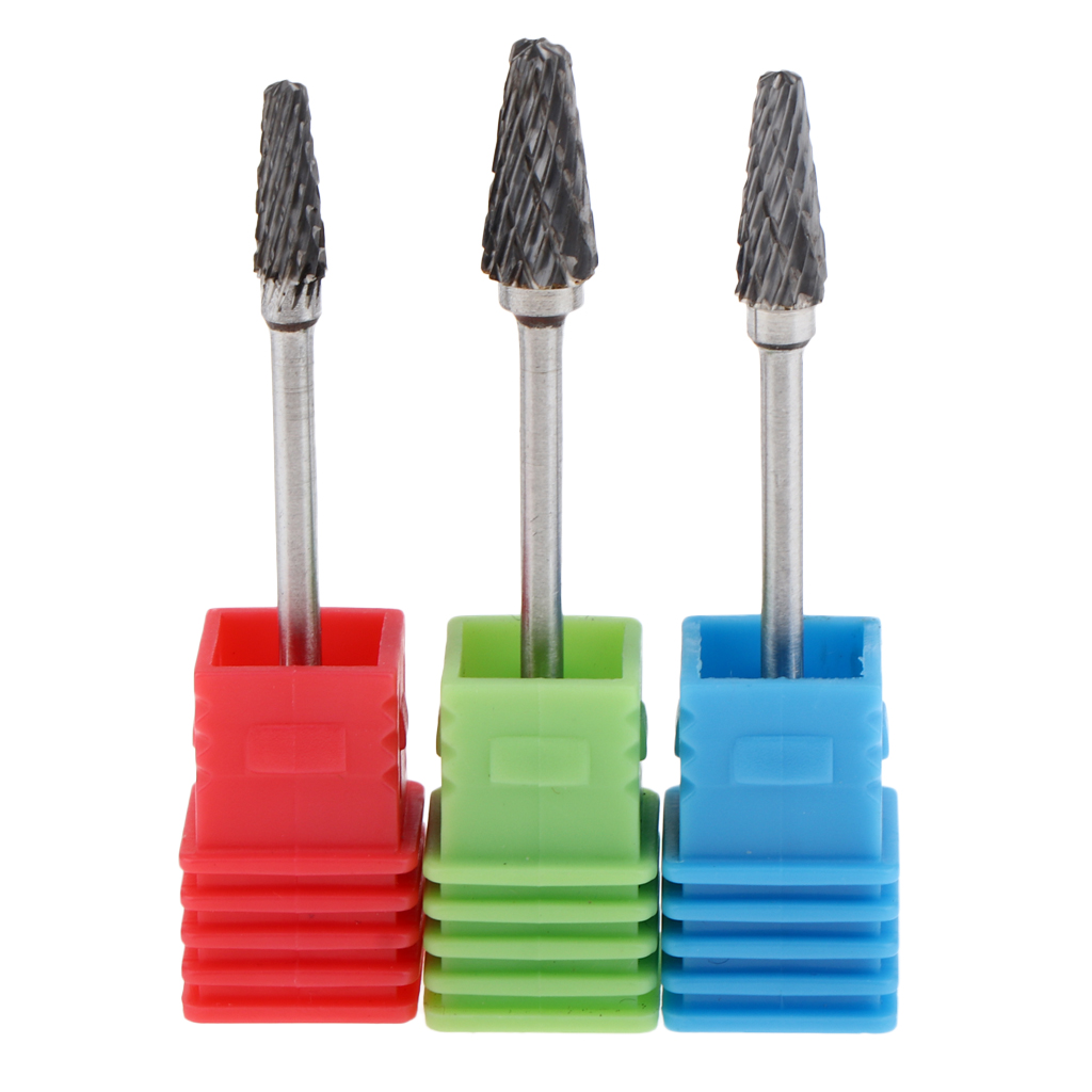 Set of 3 Pieces Heavy Duty Steel Nail Drill Bit 3/32 Manicure Accessories Tools