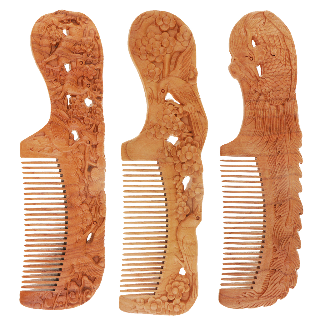 Handmade Wooden Comb Anti-Static Fine Tooth Comb Care Comb for Kids&Adults