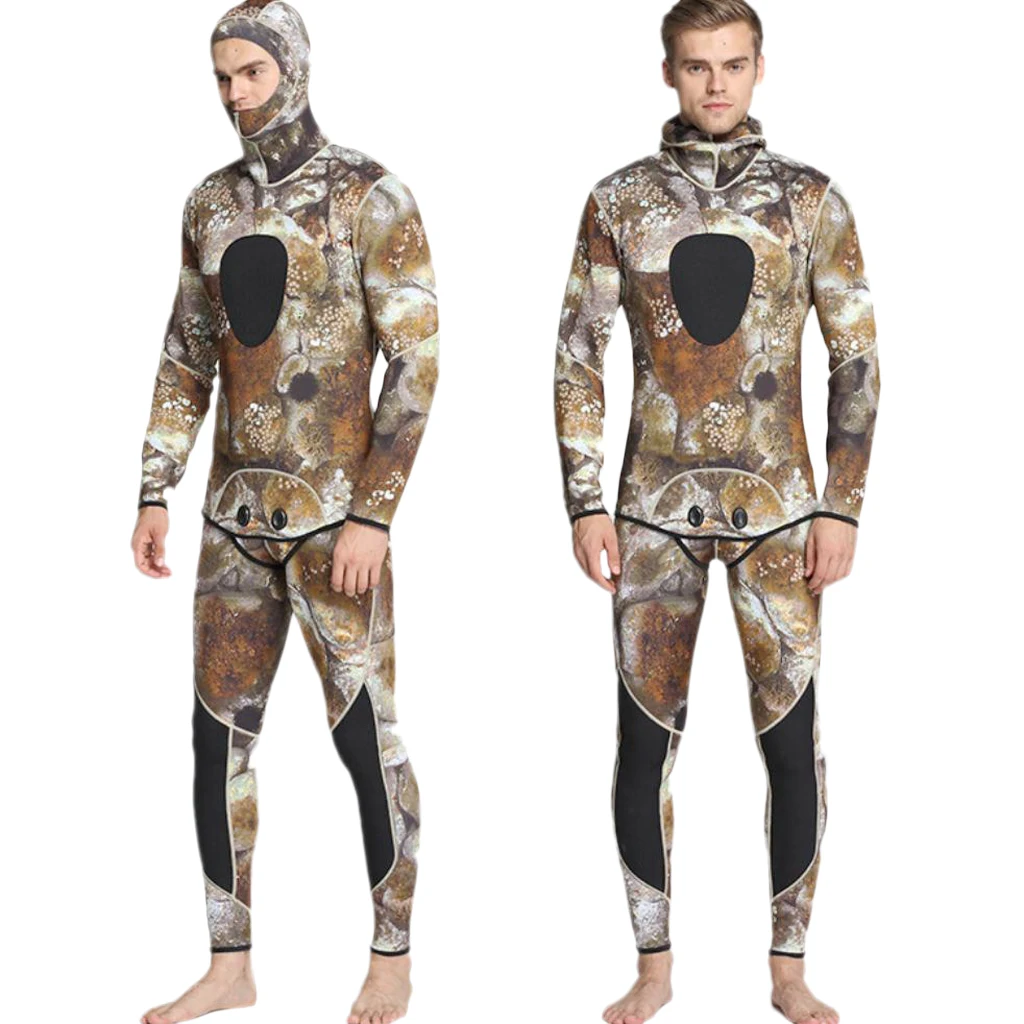 Men`s Premium Neoprene Two-Piece Wetsuit 3mm Full Suit Camouflage