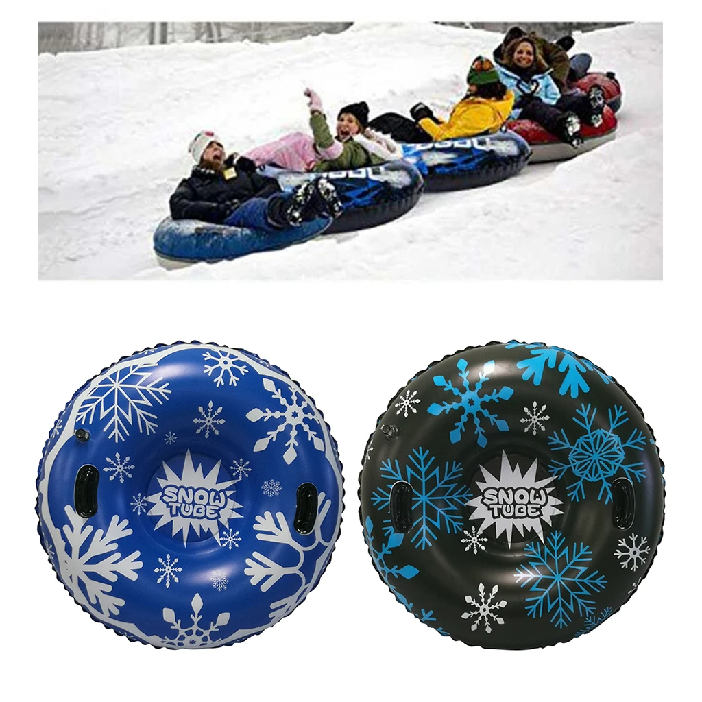 Deluxe Snow Tube with Large Handle Inflatable Snow Sled 1-2 Person 48`` Heavy