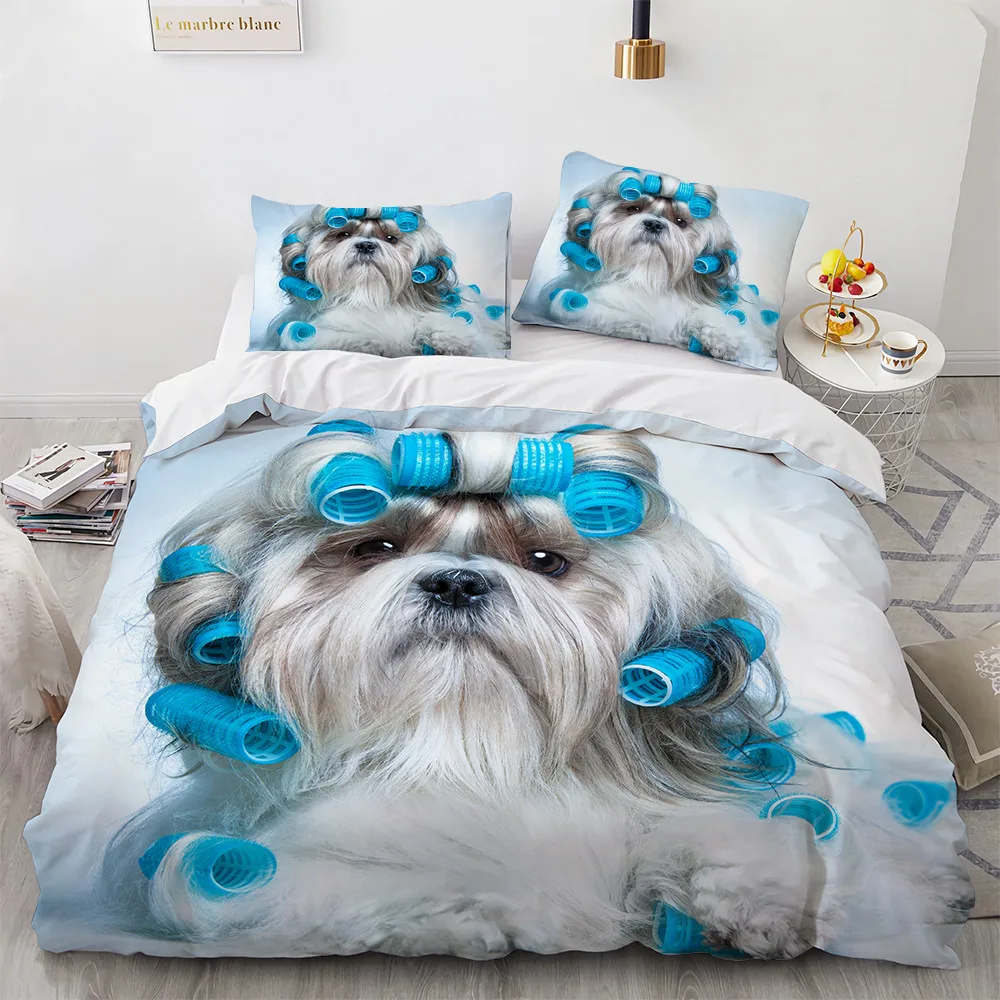 My Daily Cartoon Corgi Dog Blue Duvet Cover Set 2 Piece Microfiber Polyester Pillowcase Quilt Kids Bedding Set Twin 