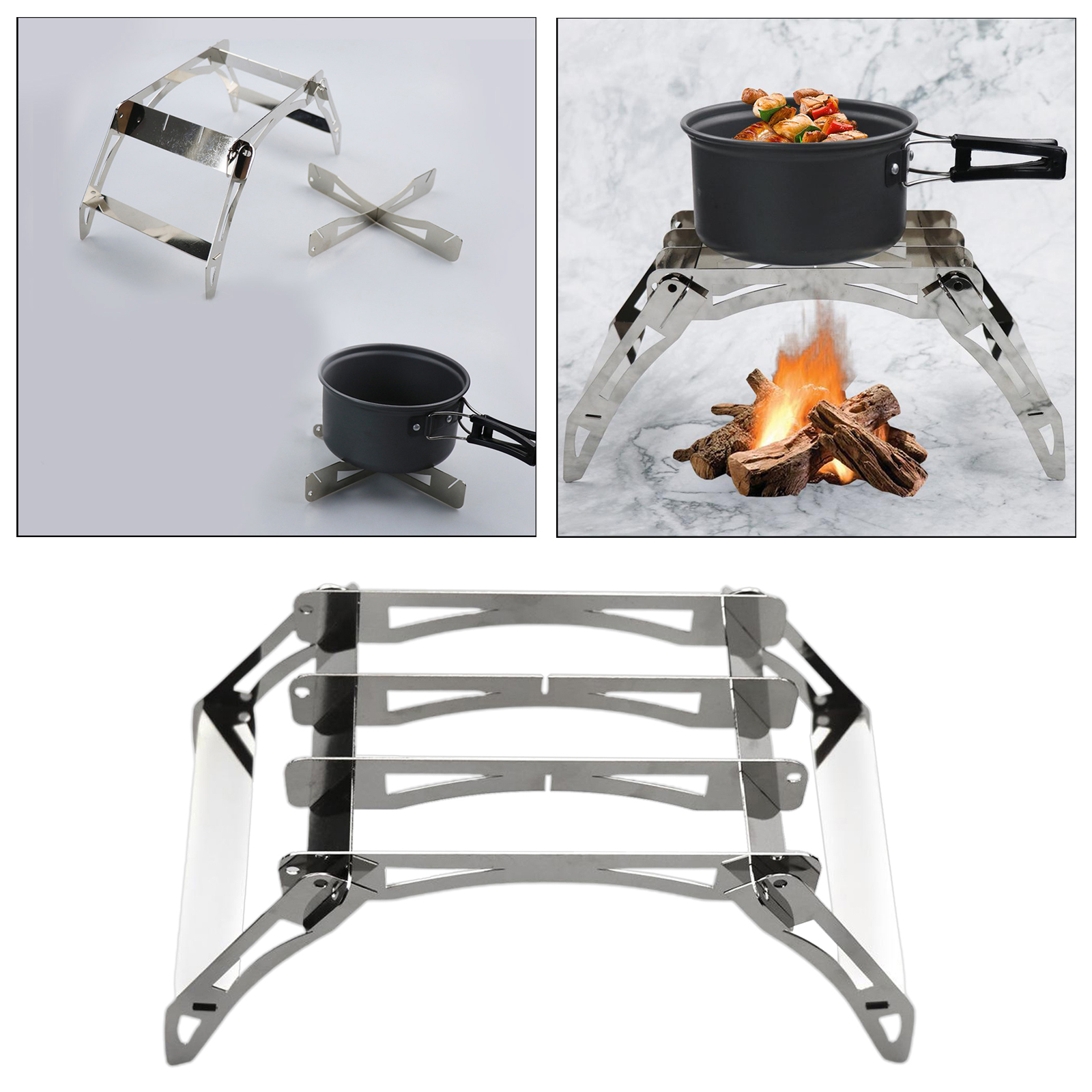 Foldable Stove Stand Camping Pot Holder Bracket Burner Support Picnic Grill