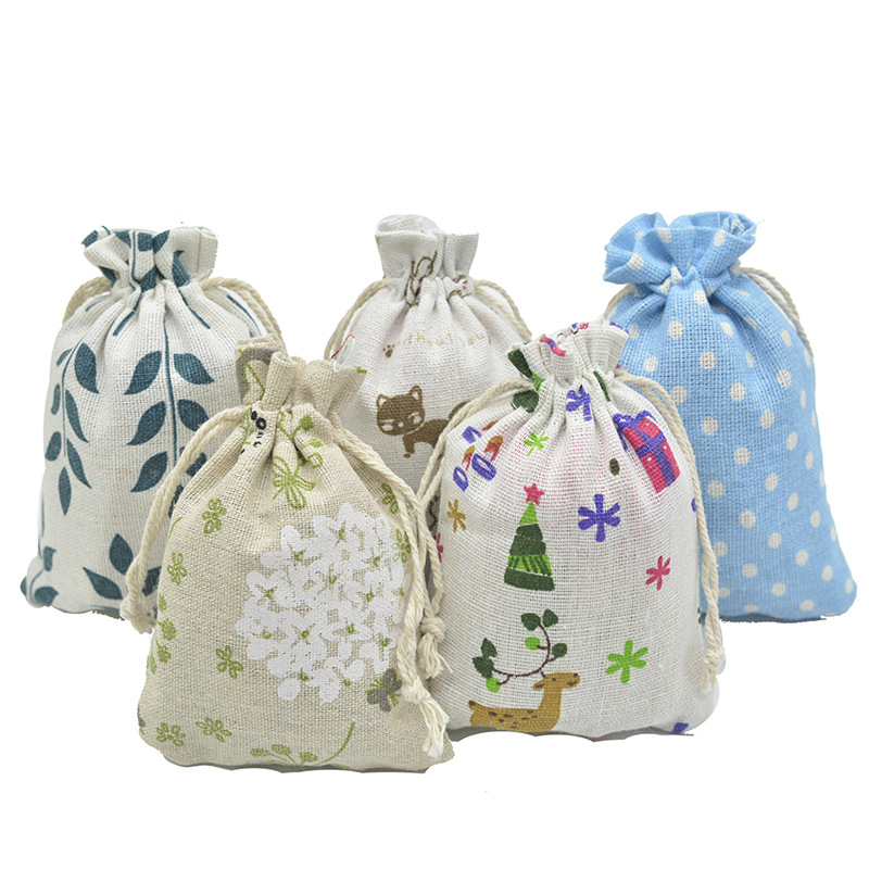 10pc niedlichen Druck wieder verwendbare Baumwolle Linie Tasche Kordel zug Beutel Süßigkeiten Gunst Halter Schmuck Party Geschenke Tasche 10x14cm/13x18cm 29 Farben – Detail 2
