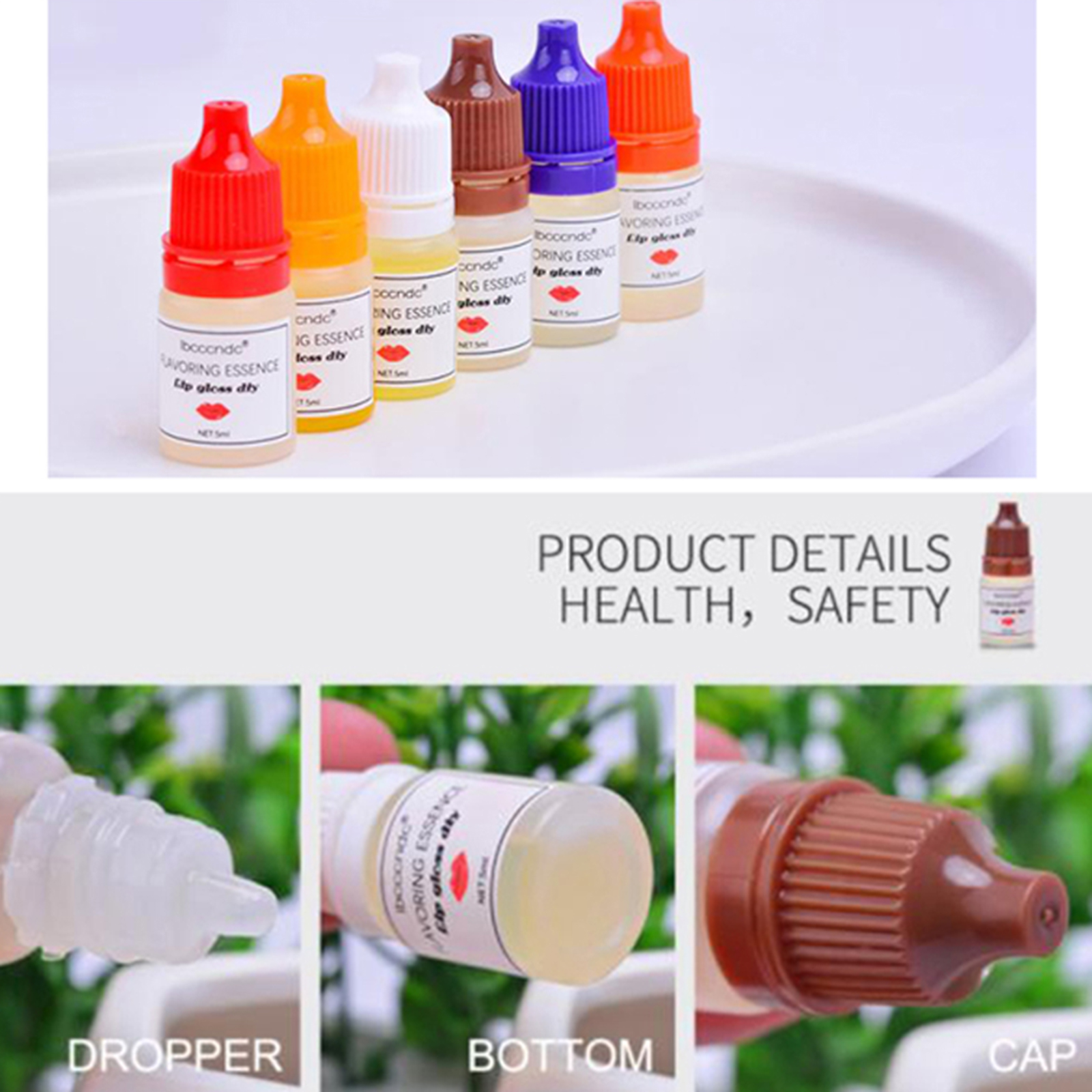 6 Pcs Lip Gloss Flavoring Essence, Lip Liquid Flavor for DIY Lip Gloss Base,Lipstick Edible Flavor, 5ml