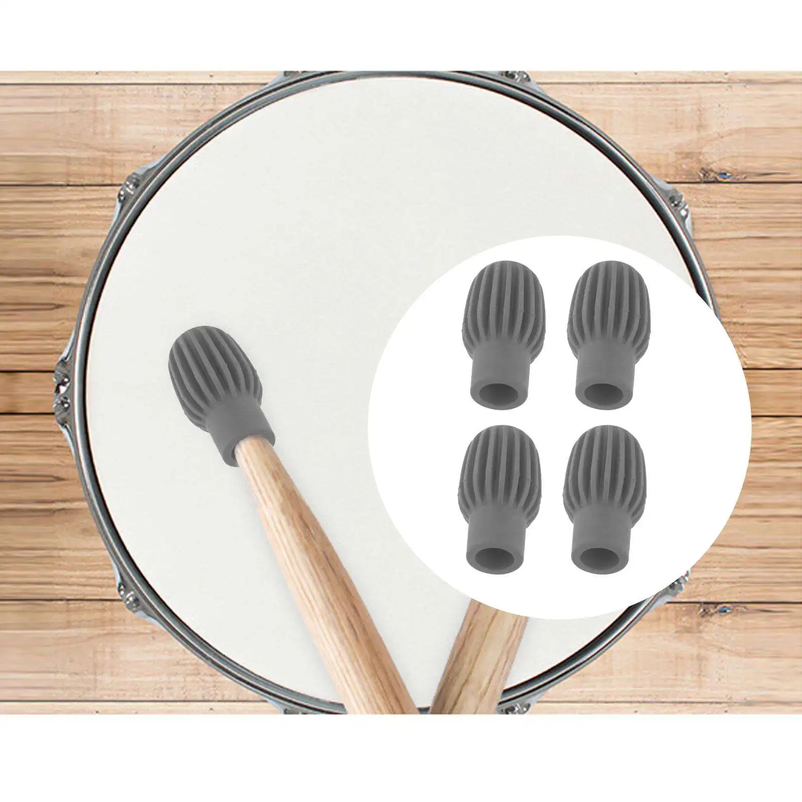 4 Pieces Mute Drum Dampener Kids Gift Percussion Accessory Silence Practice Tips Silicone Stick Head Drumstick Silent