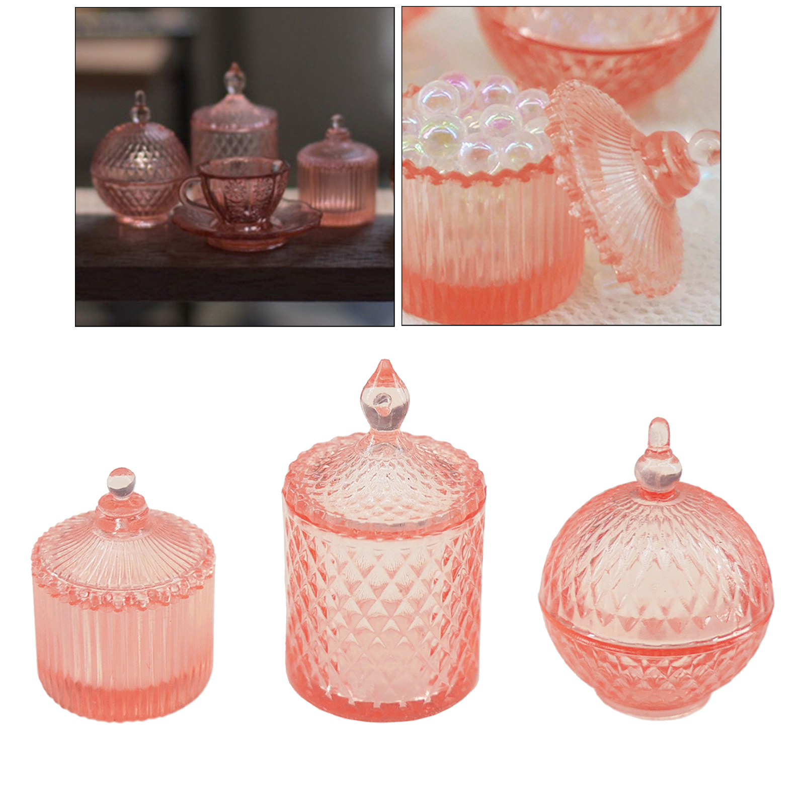 Miniature Candy Jars Mini Set Dollhouse 1:6 Doll House Decor Accessories