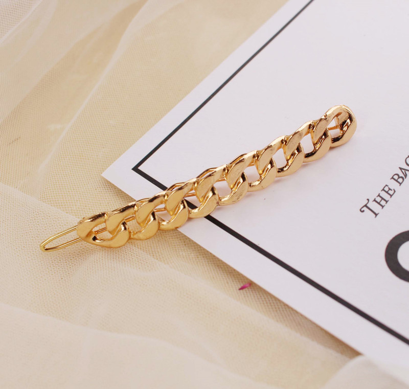 Heißer Verkauf Mode Acryl Metall Kette Haar Clip Pin Haarspange Koreanische Haar Zubehör Geometrische Gold Farbe Haar Clips für Frauen – Detail 5