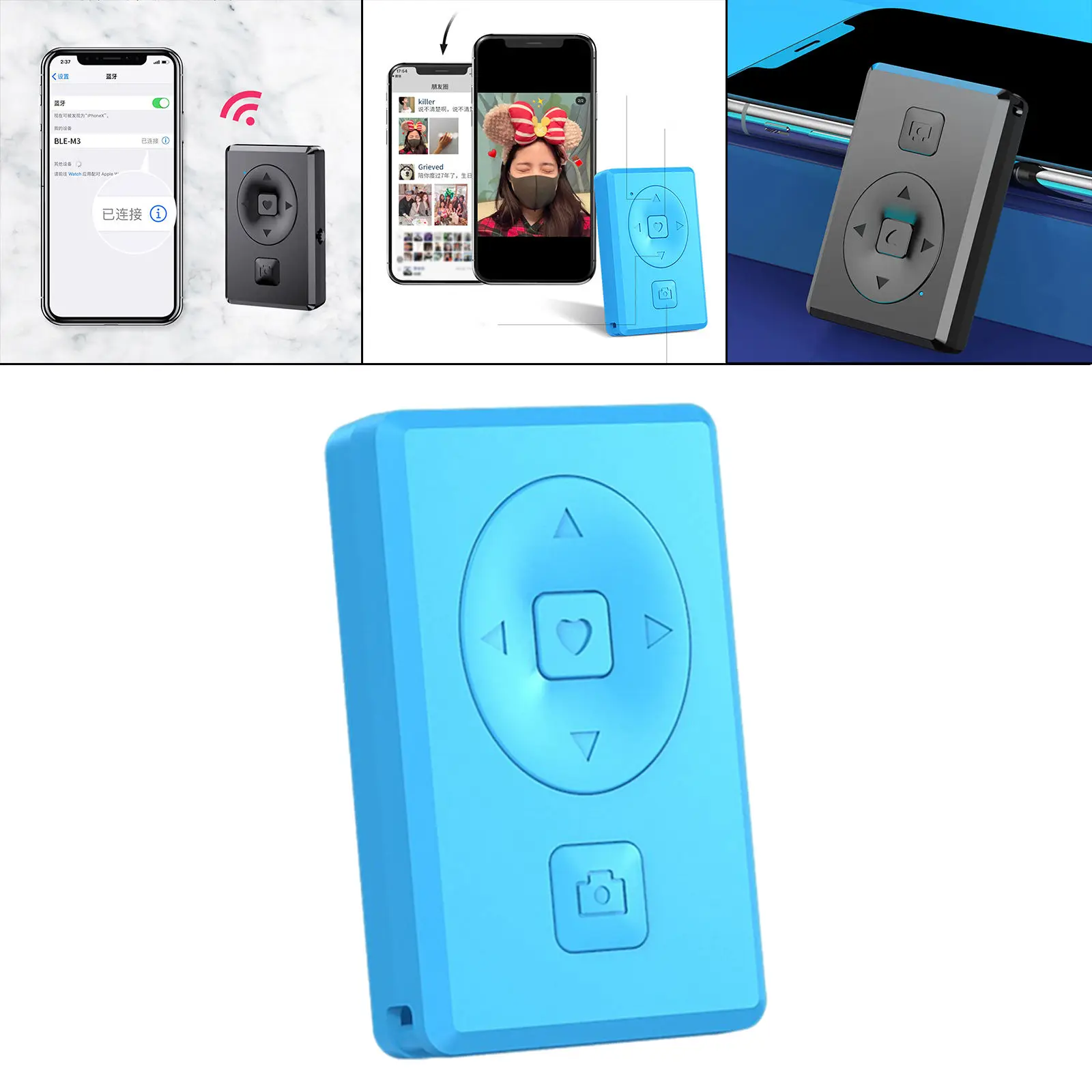 Bluetooth-compatible Remote Control Button Wireless Controller Camera Stick Shutter Release Selfie for IOS Android