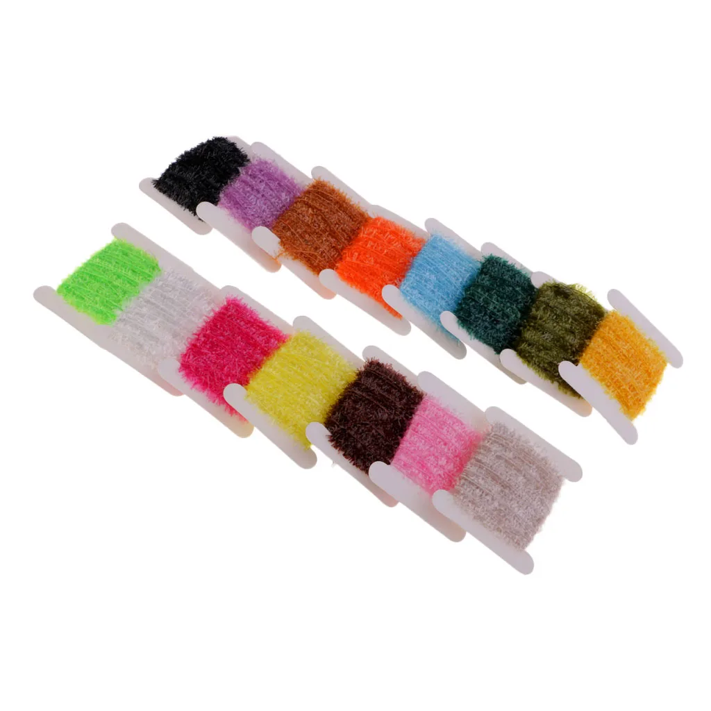 5cards 25m Tinsel Chenille Crystal Flash Line Nymph Streamers Fly Tying Material 