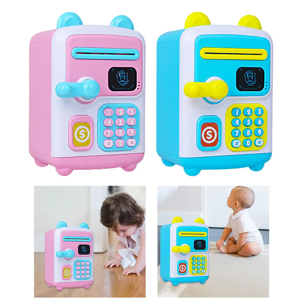 Electric ATM Piggy Bank Toy Funny Early Development Face Recognition ATM Saving Bank Toy for Holiday Gifts Kids Gifts