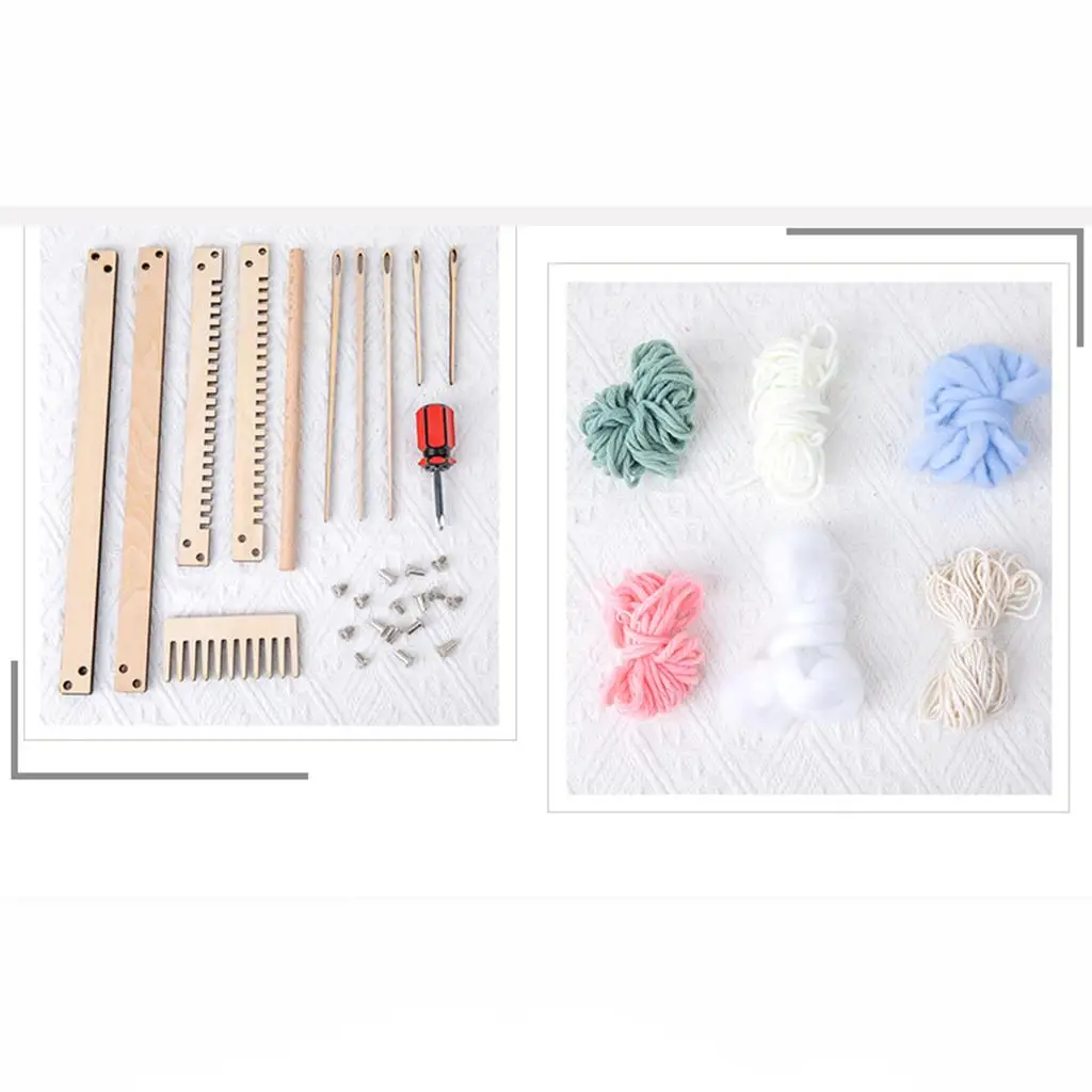 Wooden Weaving Loom Kit Tool Hand-Knitted DIY Tapestry Looms Craft with Needle Knitting Tool for Weaver Supplies Accessories