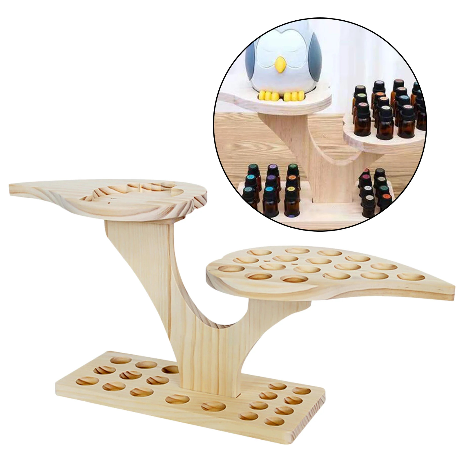 36 Slots Wood Essential Oils Stand Diffuser Holder Carousel 53x13x25cm