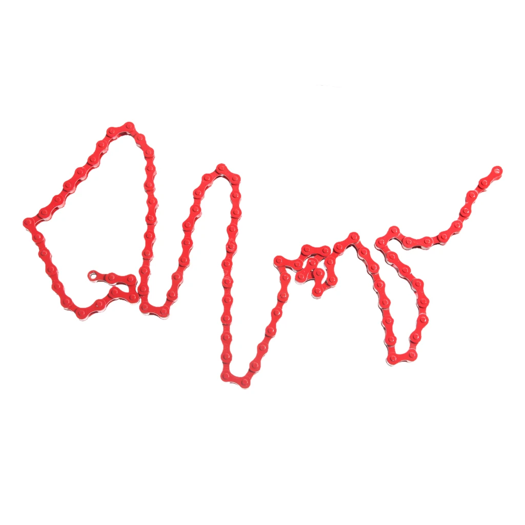 96 Links Red Bike Chain Fixed Gear Track BMX Single Speed Chains 1/2' X 1/8'  Bicycle Accessories