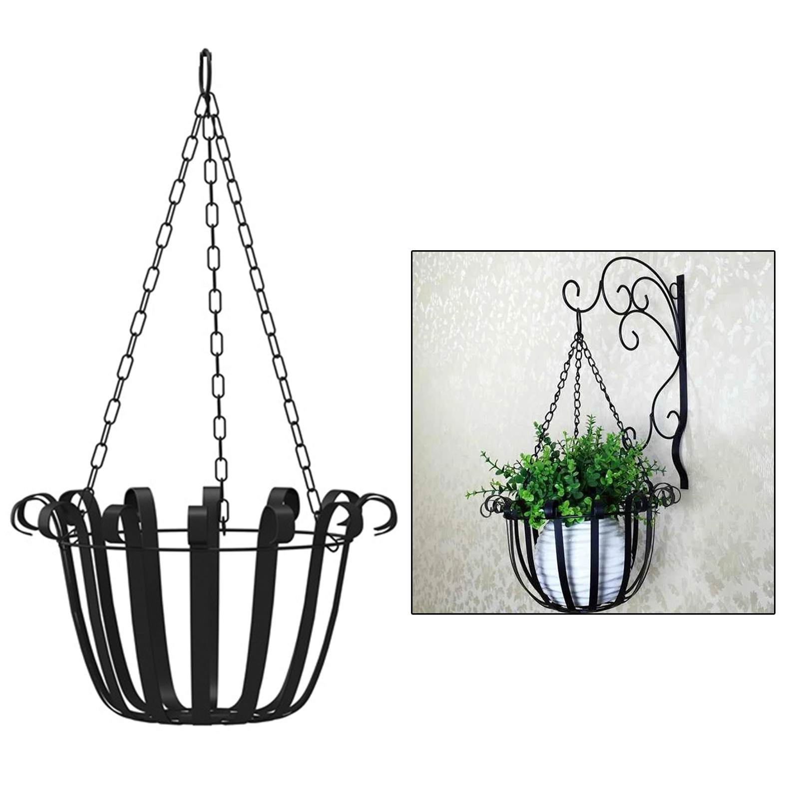 Heavy Duty Hanging Basket Brackets Leaf Shape Metal Plant Hooks Stand Flowerpot Holder Porch Garage Planter Flower