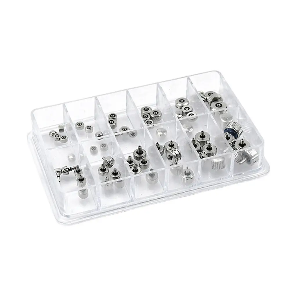 60 Pieces Watch Crown Tubes Silver Mix Sizes Watch Repairing Set for Watch Makers Repair Tool Replacement Watches Repairers