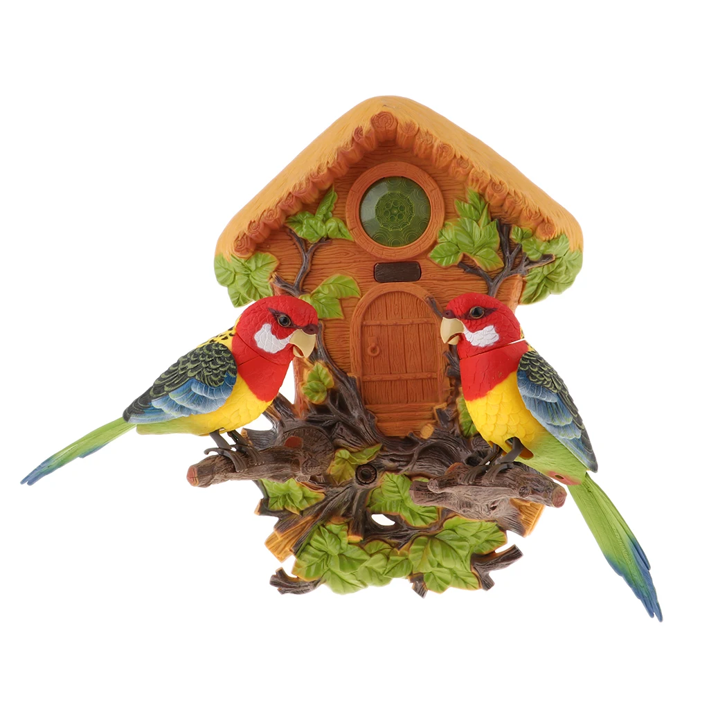Wall Mounted Simulated Chirping Dancing Parrots Birds Realistic Motion Sensor Singing Moving Toys Pets
