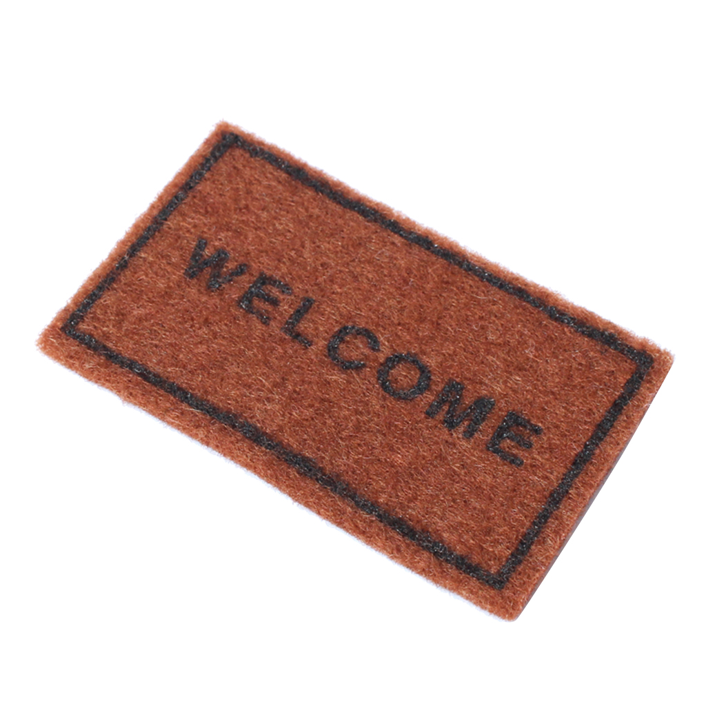 Dollhouse Miniature Rug, Brown WELCOME Flooring Carpets for Doll Living Room Decor