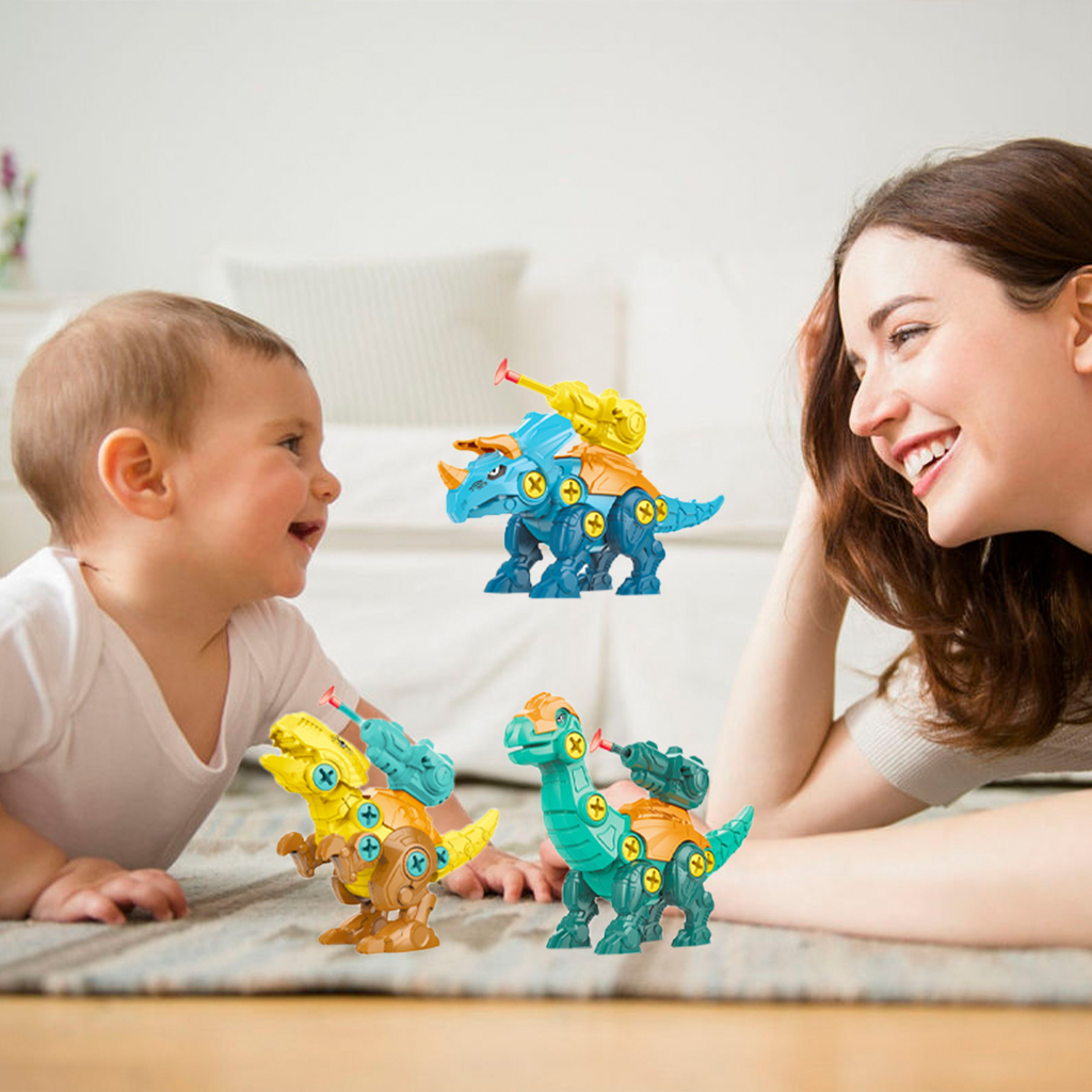 DIY Dinosaur Model Toy with Shooting Screw Nut Toys for 3-7 Years Old Children Kids Gifts