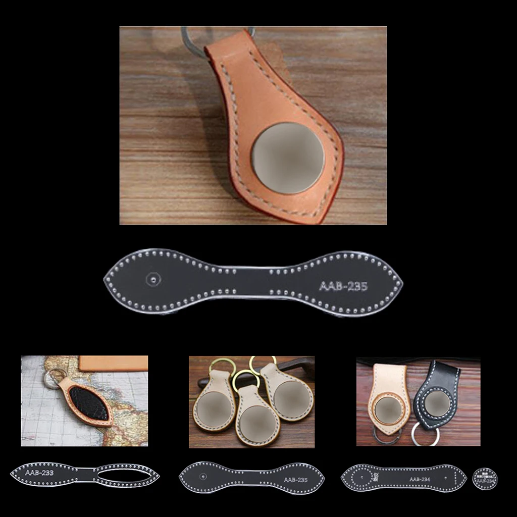 1 Set Clear DIY Acrylic Templates Leathercraft Tool Sets for quilting or making Handmade Leather Keychain Leather Crafts