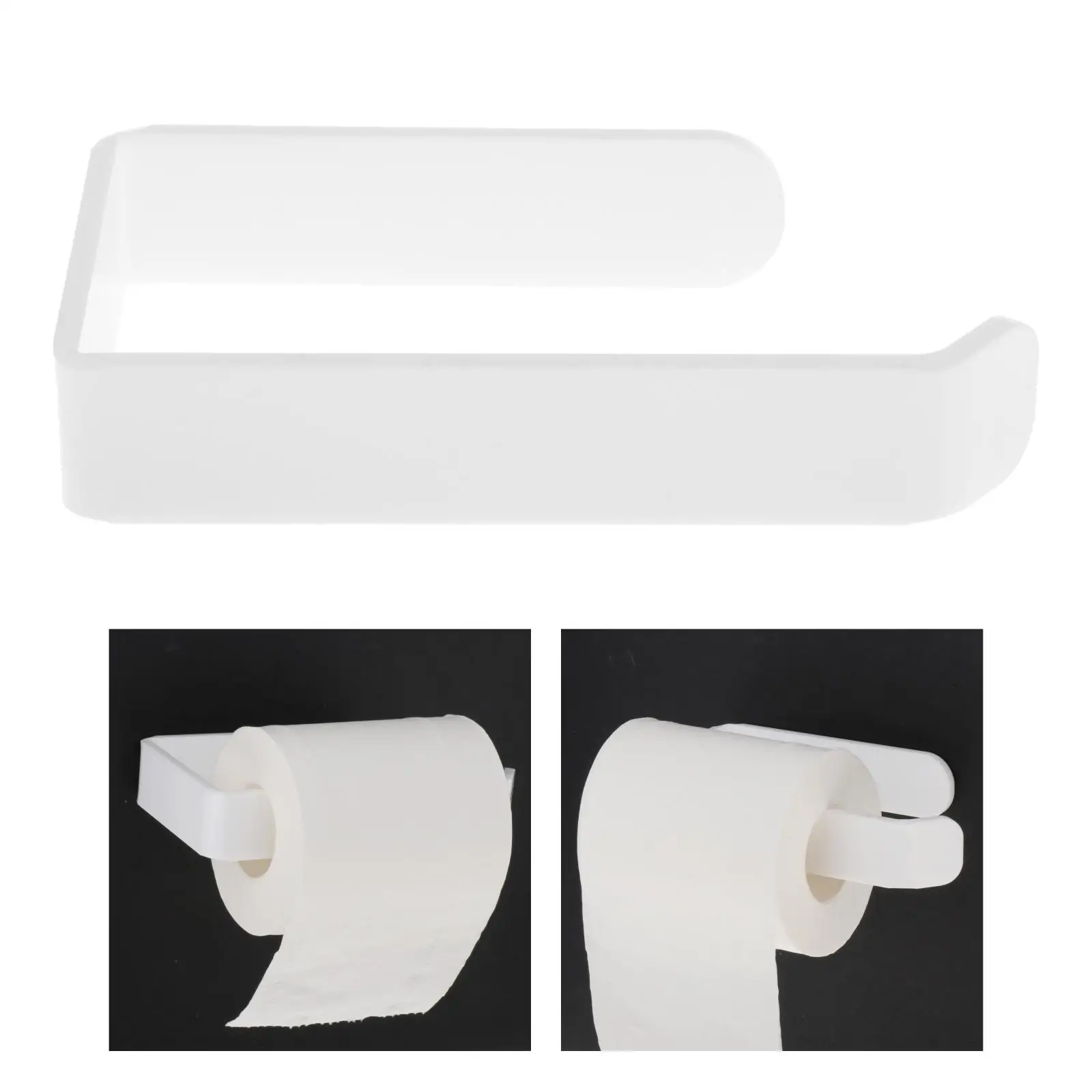 Wall Mount Paper Holder, White Acrylic Toilet Tissue Roll Holders Hangers, for Bathroom Kitchen, Easy to Install, for Wall Tile