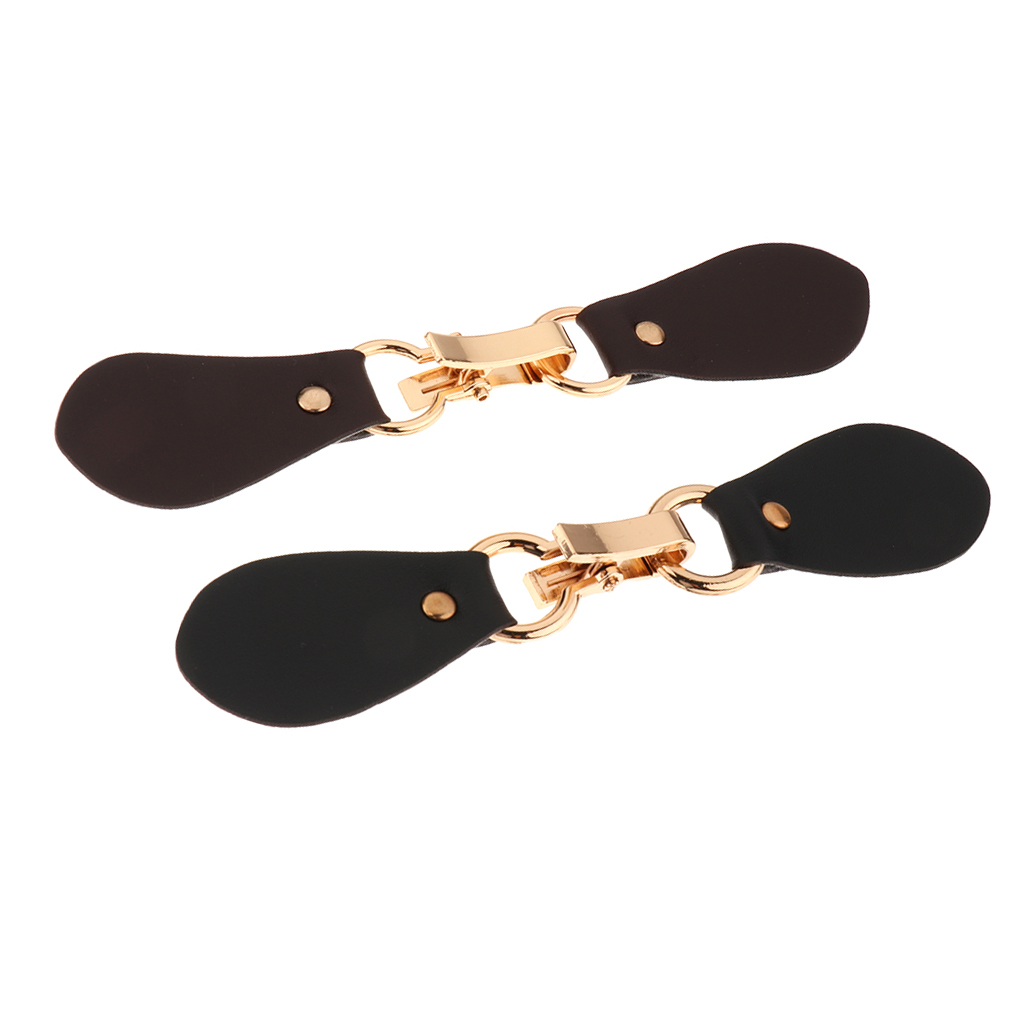 Pair of Leather Snap Toggle Closure Toggle Buttons with Metal Buckle Clip for Coat Jacket Duffle Handmade Decoration DIY Craft