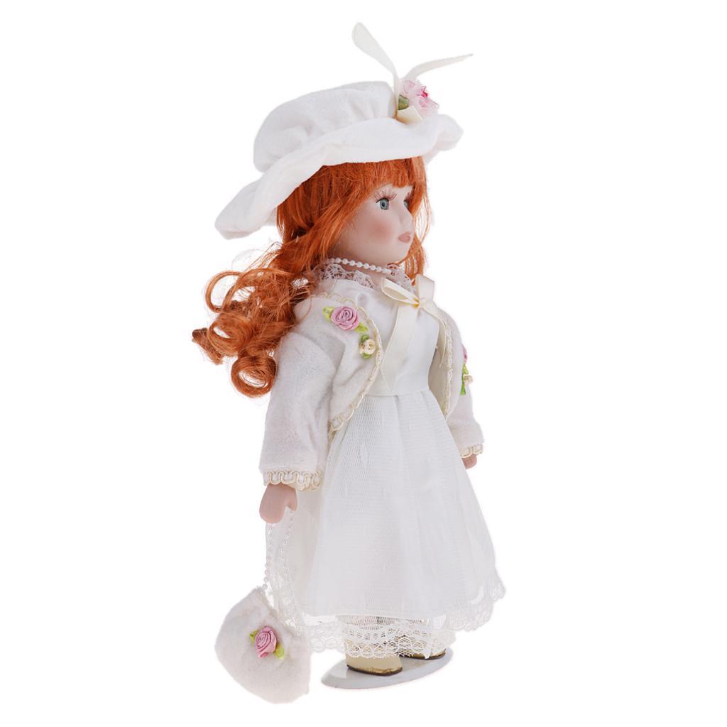 12 Inch Victorian Porcelain Doll with Standing Little Girls Characters