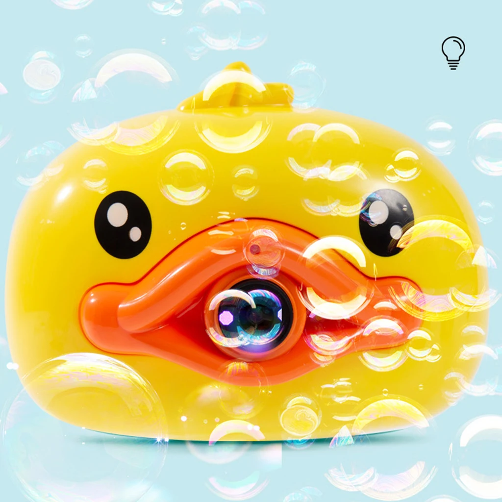 Yellow Duck Shape Bubble Camera Kids Child Toy Playset Automatic Bubbling