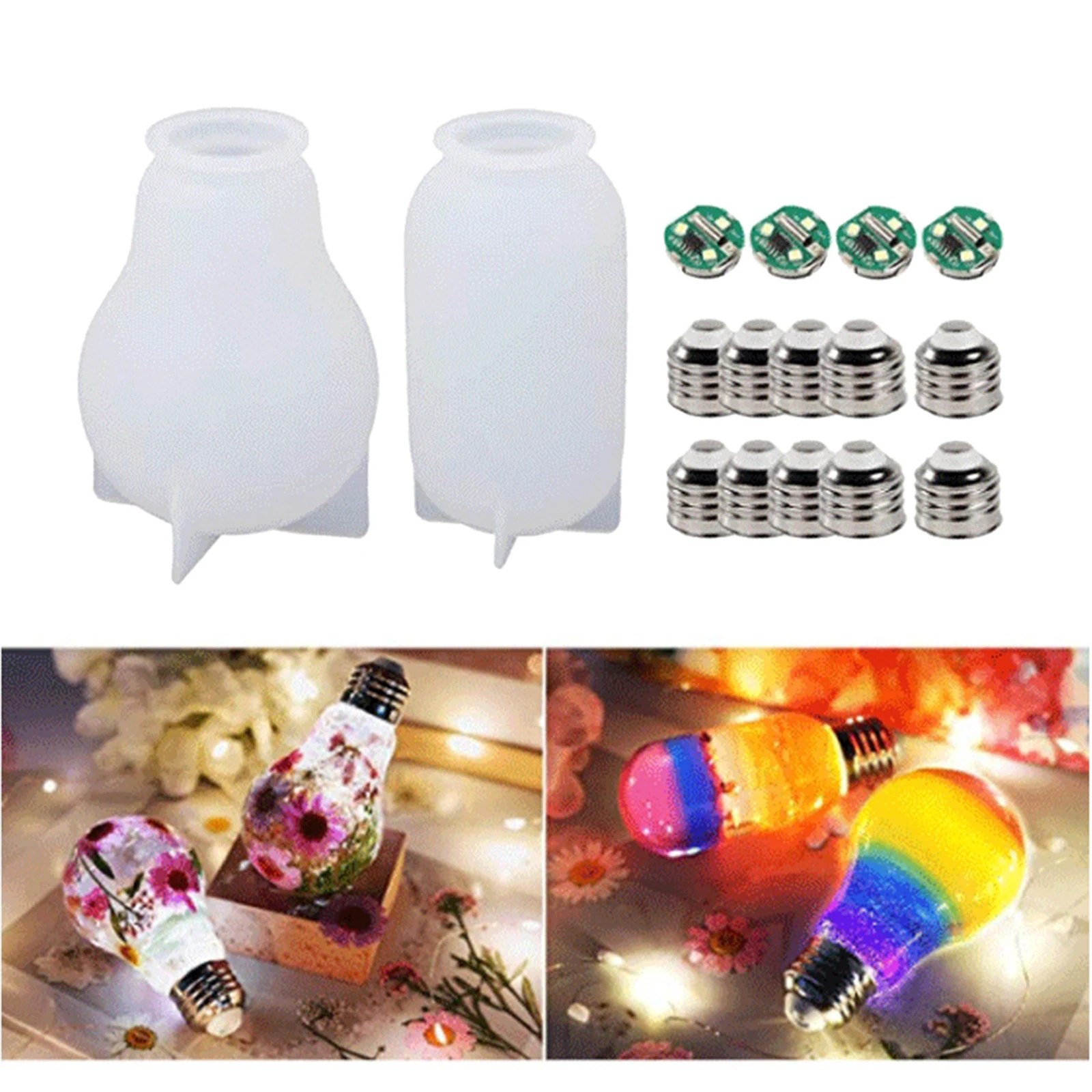 Resin Light Bulb Mold Set Chip Base Caps Silicone LED Bulb DIY Epoxy Molds, Creates a Very Pleasant Ambiance Under Light