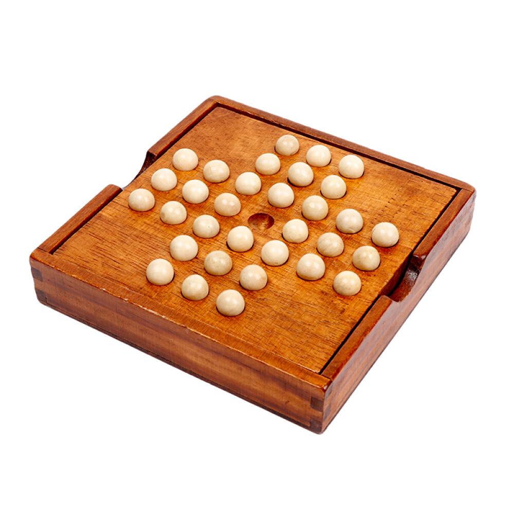Wooden Solitaire Board Cognitive Activity Diamond Chess Kids Adults Toys Brain Teasers Puzzle Game Marble Sets