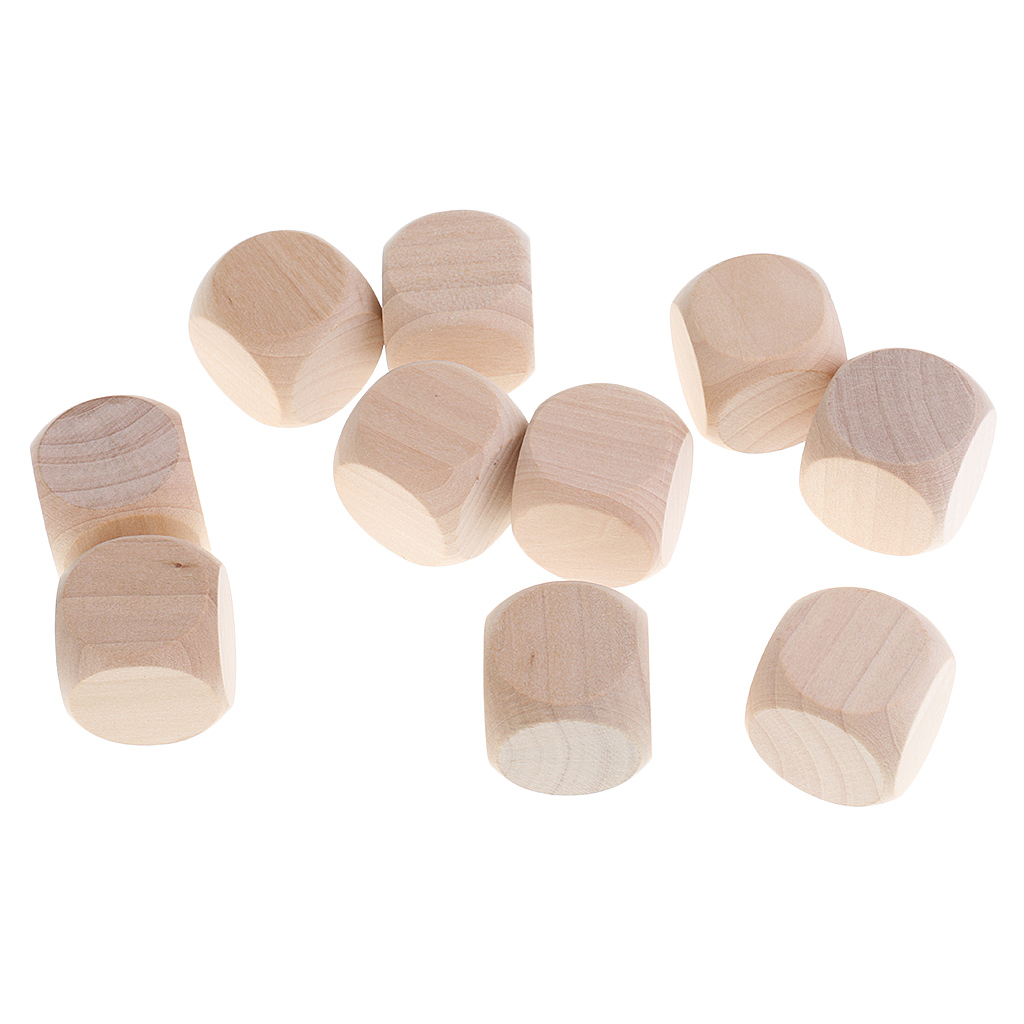 10pcs Wooden Blank Dices, Six Sided D6 30mm, DIY Your Own Dice for   DND D&D