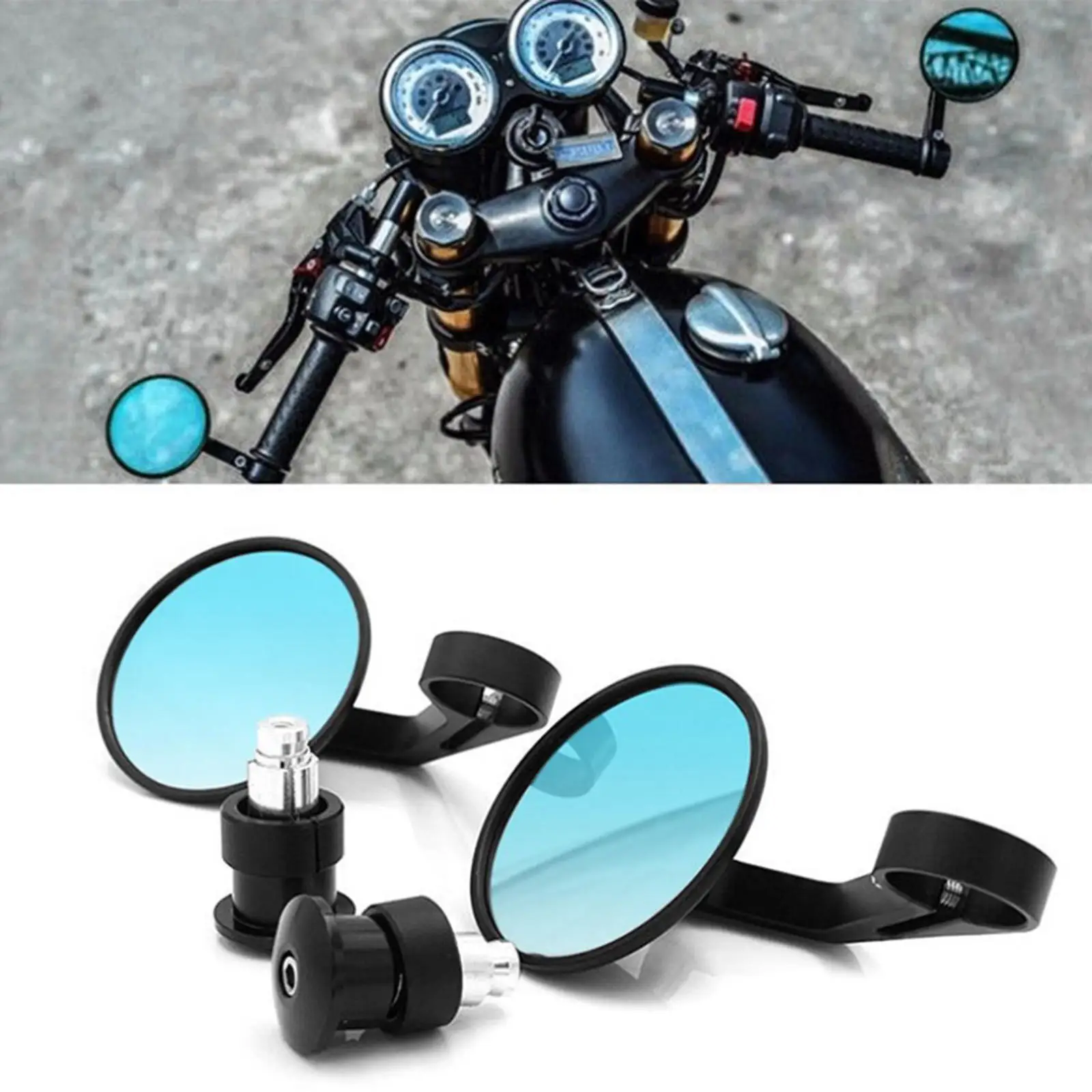 1 Pair Motorcycle Rear View Mirrors Aluminum Alloy Universal fits for Most Motocycle