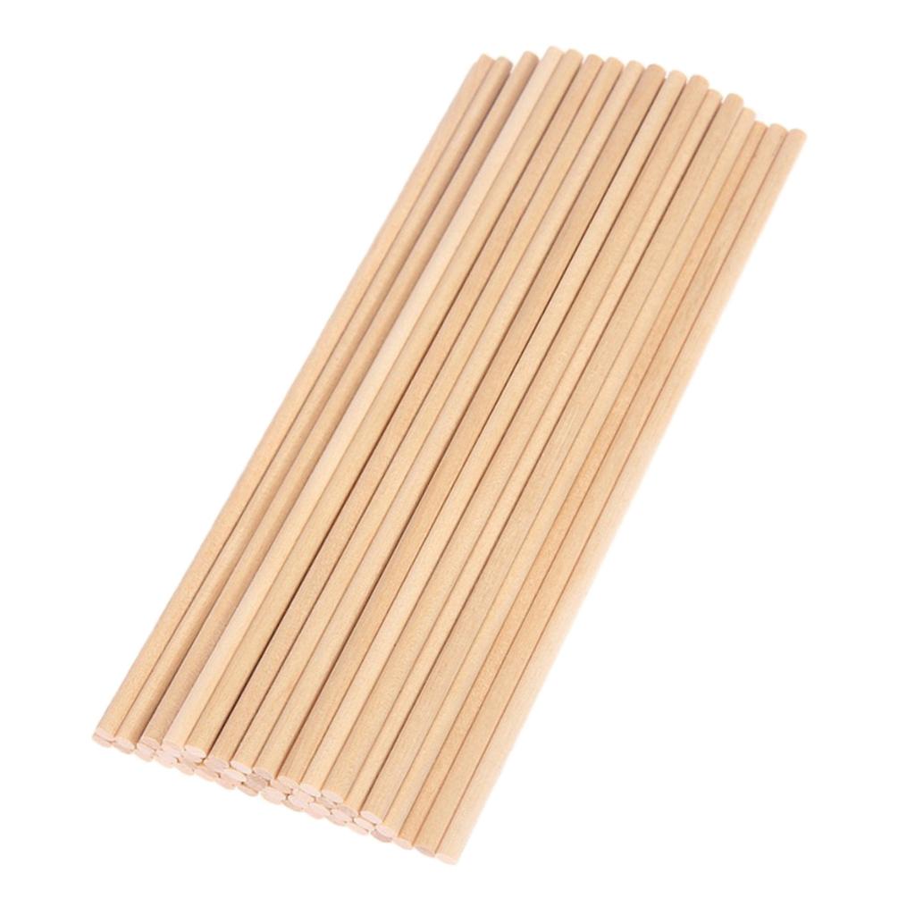 50x Wood Rods for Crafts Natural Craft Wood Pieces DIY Model House Ship Aircraft
