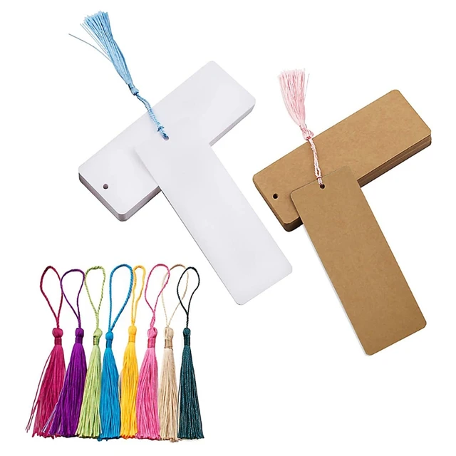  150 Pieces Kraft Paper Blank Bookmarks Gift Tags and 150 Pieces  Handmade Tassels Pendant for DIY Craft Bookmark Key Chain Earring Jewelry  Making (White) : Arts, Crafts & Sewing