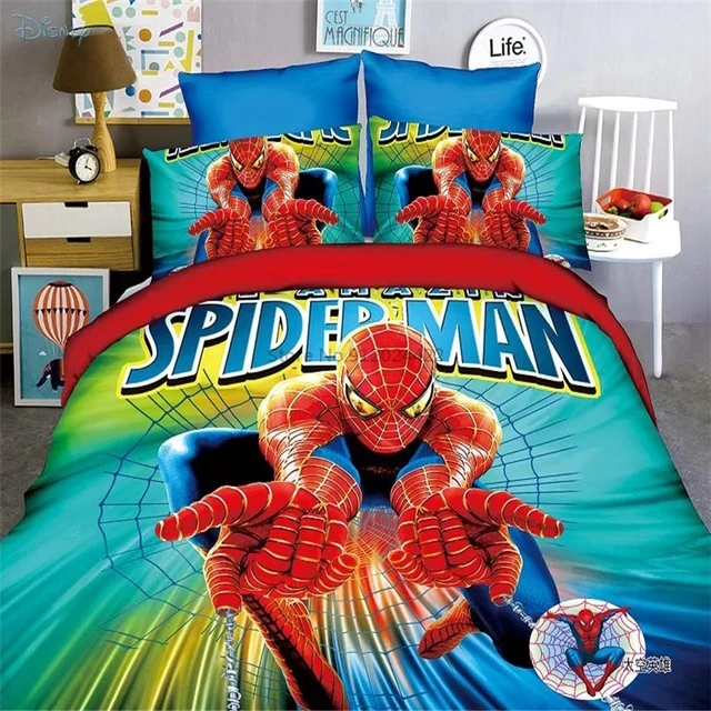 Marvel Green Spider Man Set biancheria da letto stampato bambini The  Avengers Iron Man Cartoon copripiumino lenzuolo federa Twin Full Size -  AliExpress