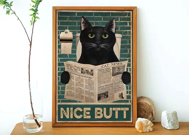 Retro Poster Canvas Painting Print Funny Animal Poster Black Cat Watching  Newspaper Poster Nice Butt Wall Art Home Decor Room Decor Canvas Poster No  Frame, Halloween Decoration - Temu United Arab Emirates