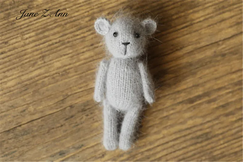 Handmade mink plush dolls knitted calf rabbit bear mouse newborn full moon photography props cheap baby accessories	