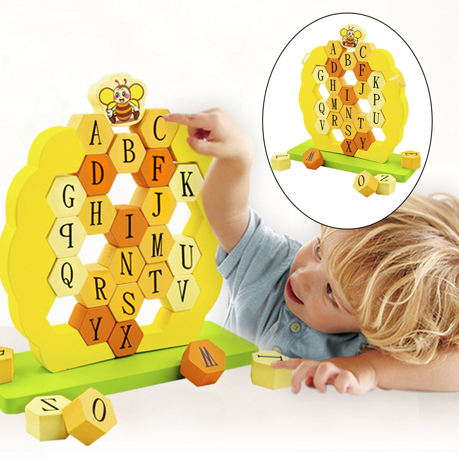 Alphabet Letter Puzzle Stacking Game Board Montessori Sensory Toys Activity