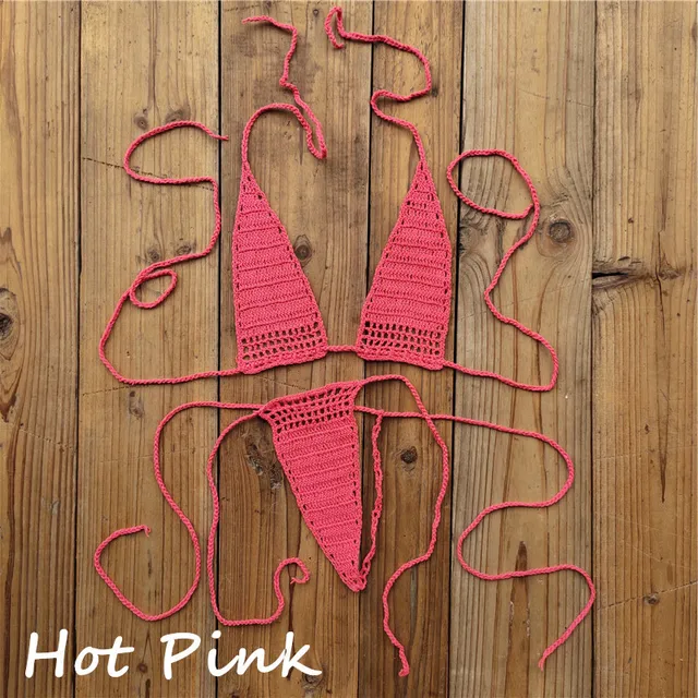 Pumpkin Crochet Extreme Micro G-String Bikini for Women - Crotchless Thong