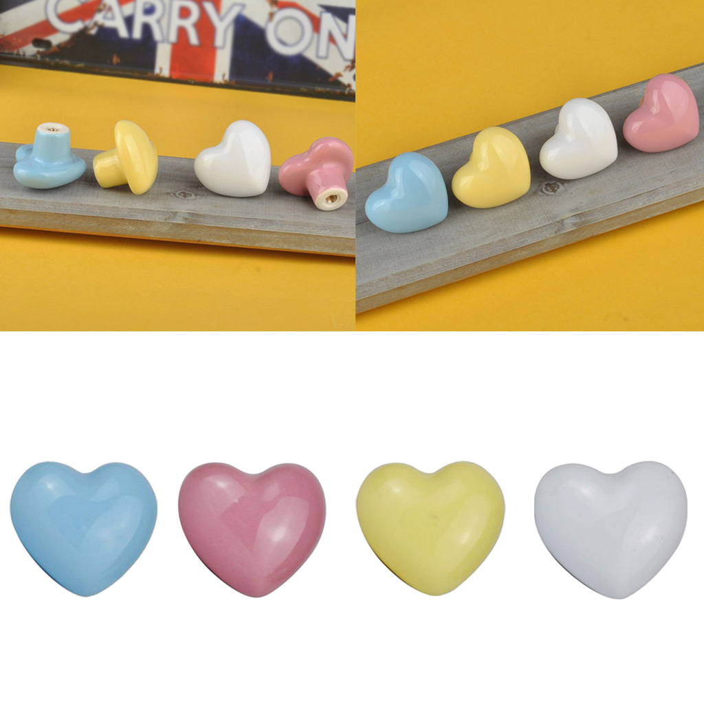 Heart Shaped Ceramic Kitchen Cabinet Cupboard Knobs Door Bin Handle Pull Knob