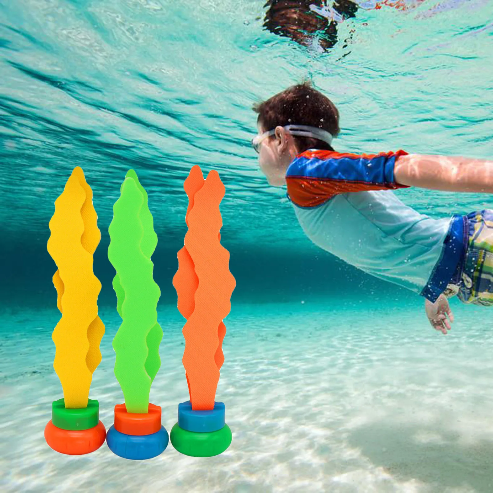 3pcs Kids Plants Diving Toy Sports Grab Stick Sea Plant Summer Training