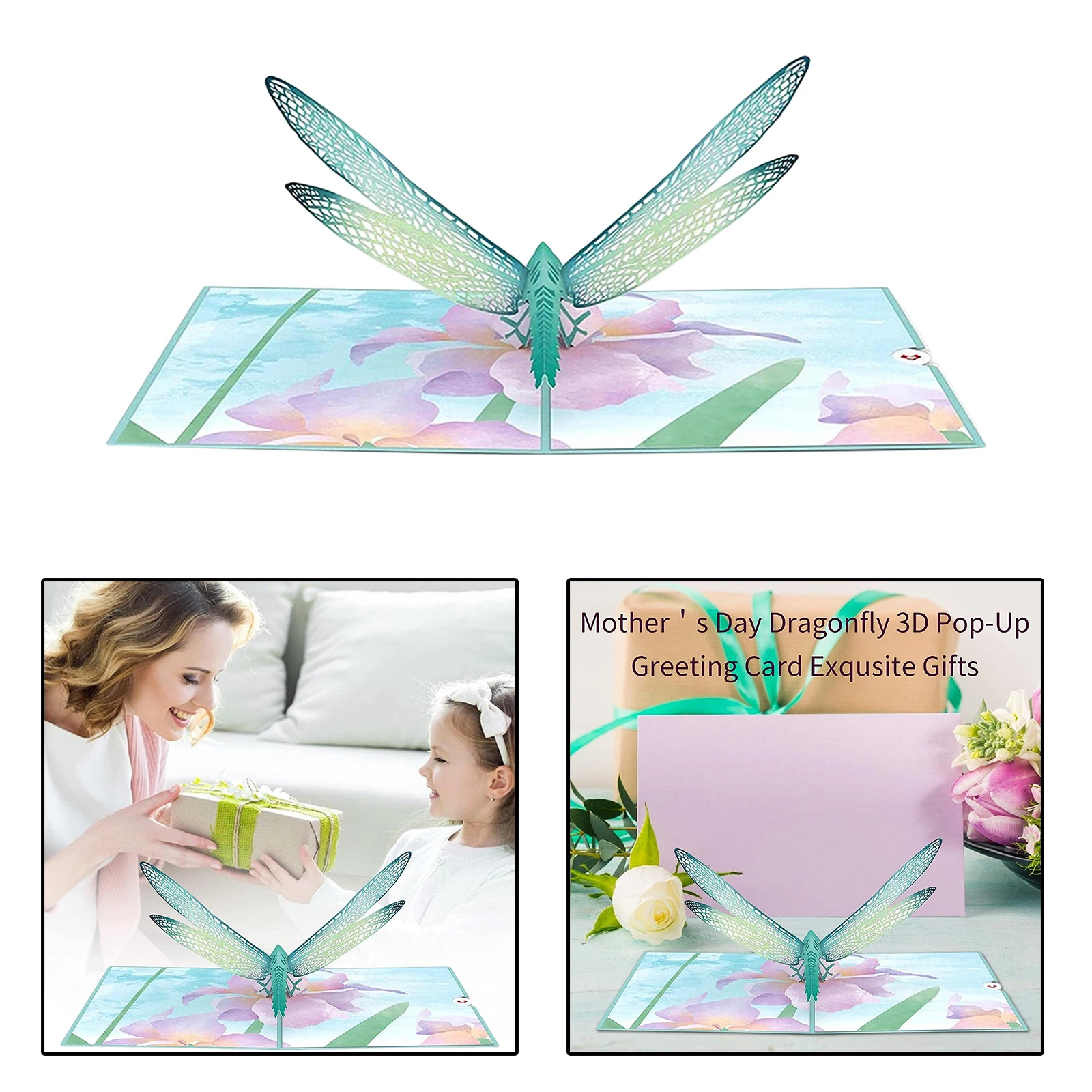 Paper Dragonfly  Up Greeting Card Mother's Day Birthday Gifts for Wife Wedding