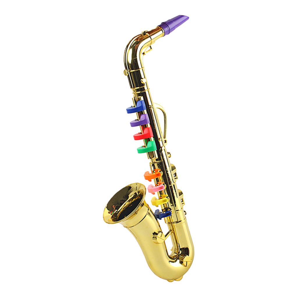 Golden Saxophone Play Prop 8 Colored Notes Music Instrument Teaching Toys
